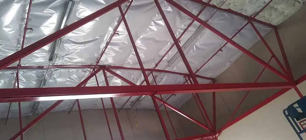 Steel Roof Framework with Reflective Insulation in Commercial Building Victorville
