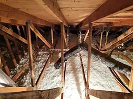 Wooden Attic Frame with Spray Foam Insulation in Victorville CA