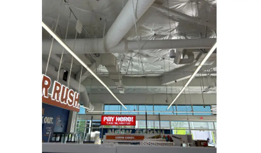 Exposed Ductwork and Insulation in Retail Ceiling Victorville CA